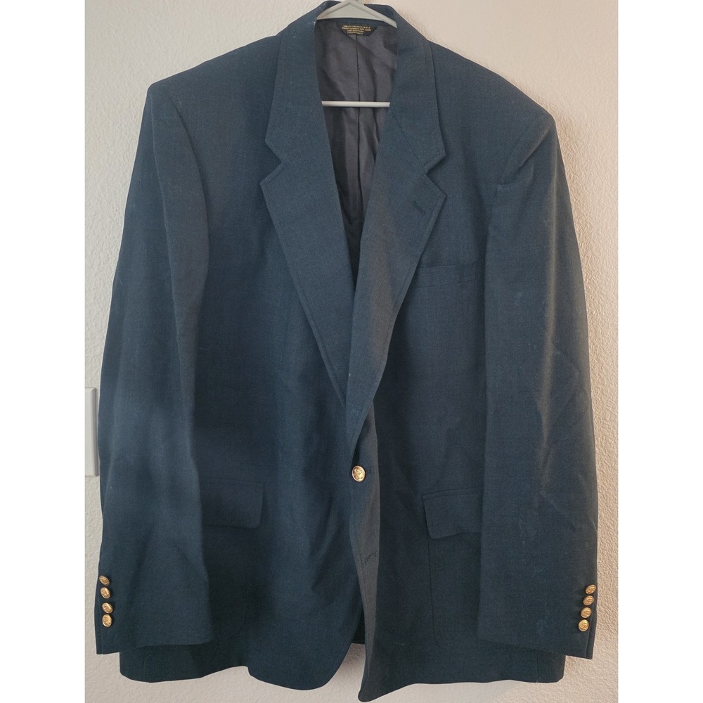 Palm Beach Blazer‎ Jacket Men's 54 Navy Blue Solid Gold Buttons Sport Coat USA
